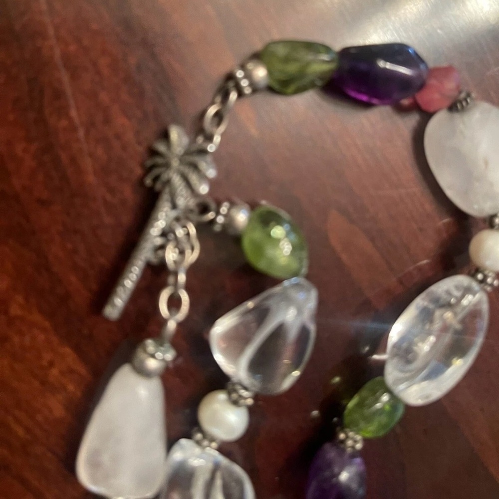Lilly Pulitzer 3-Strand 18” Beaded Necklace Clear/White/Coral/Jade/Purple LP925 - Picture 4 of 7